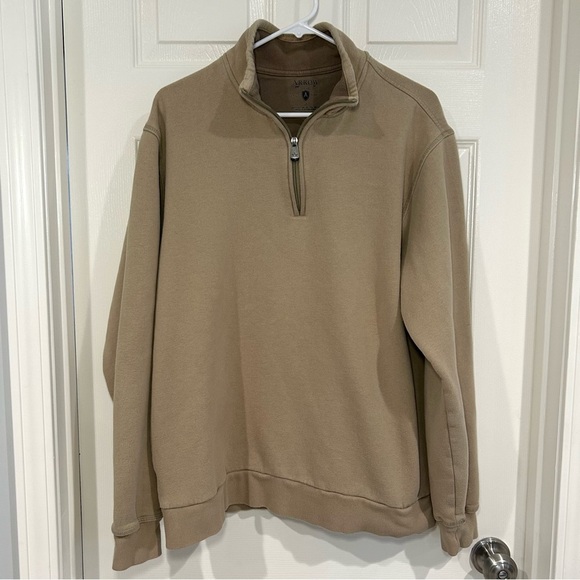 Arrow 1/4 Zip Tan Long Sleeve Pullover Mock Neck Sweatshirt Men's Large Tall - Picture 1 of 8